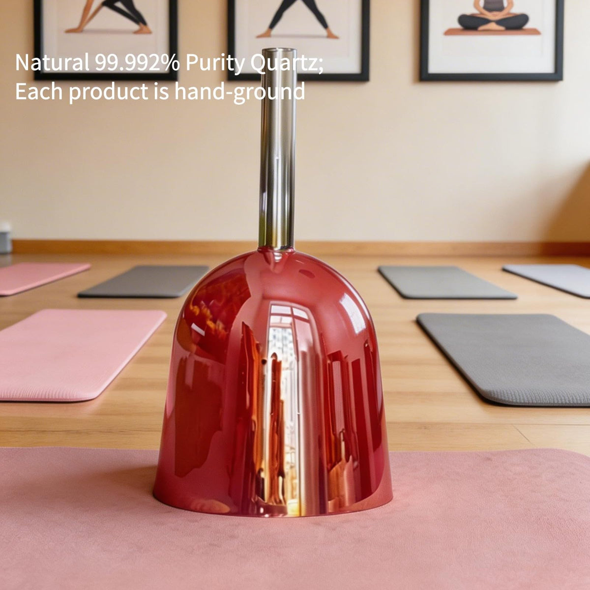 432Hz C Root Chakra Opaque Red Handle Clear Sound Bowl 6.5"+Bag (6.5 inch Handheld Bowl / Opaque Red 432 Hz C Note)