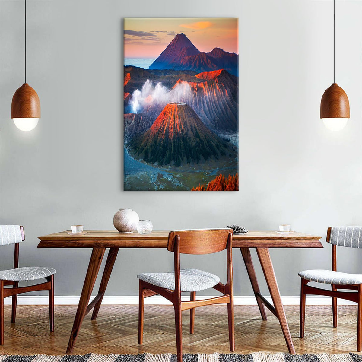 Large Nature Landscape Wall Art Hawaii Volcanoes National Park Canvas Prints Sunset Mountain Painting Poster Travel Adventure Scenery Pictures Modern Canvas Artwork for Living Room Wall Decor 32x48" (48"L x 32"W / Volcano)