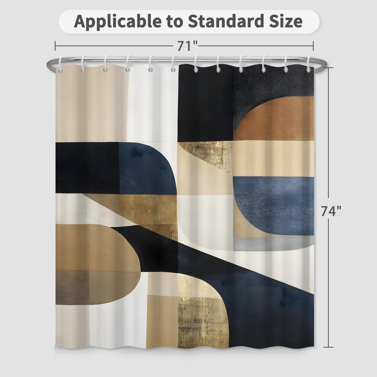 Modern Abstract Shower Curtain with Hooks (Artistic Geometric)