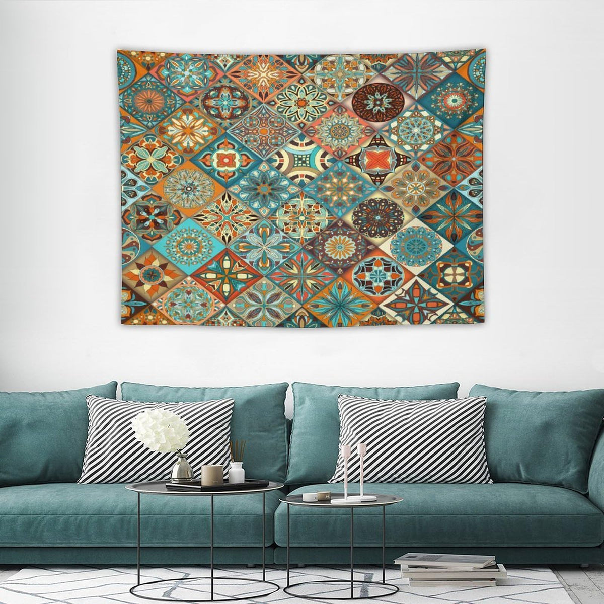 Boho Floral Tapestry Wall Hanging Mandala Colorful Bohemian Flowers Art Pattern Tapestries Home Decor for Living Room Bedroom Farmhouse Apartment Dorm 30"x40" (30"L x 40"W / Mandala-38)