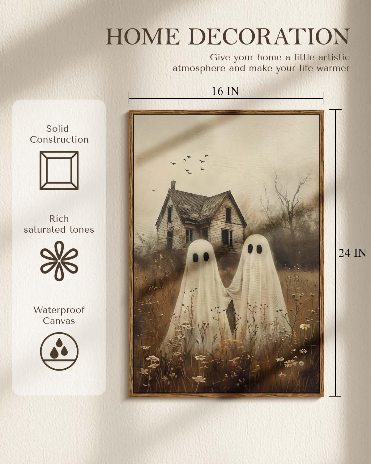 Vintage Halloween 16x24 Framed Canvas Wall Art (Together / 24"L x 16"W)