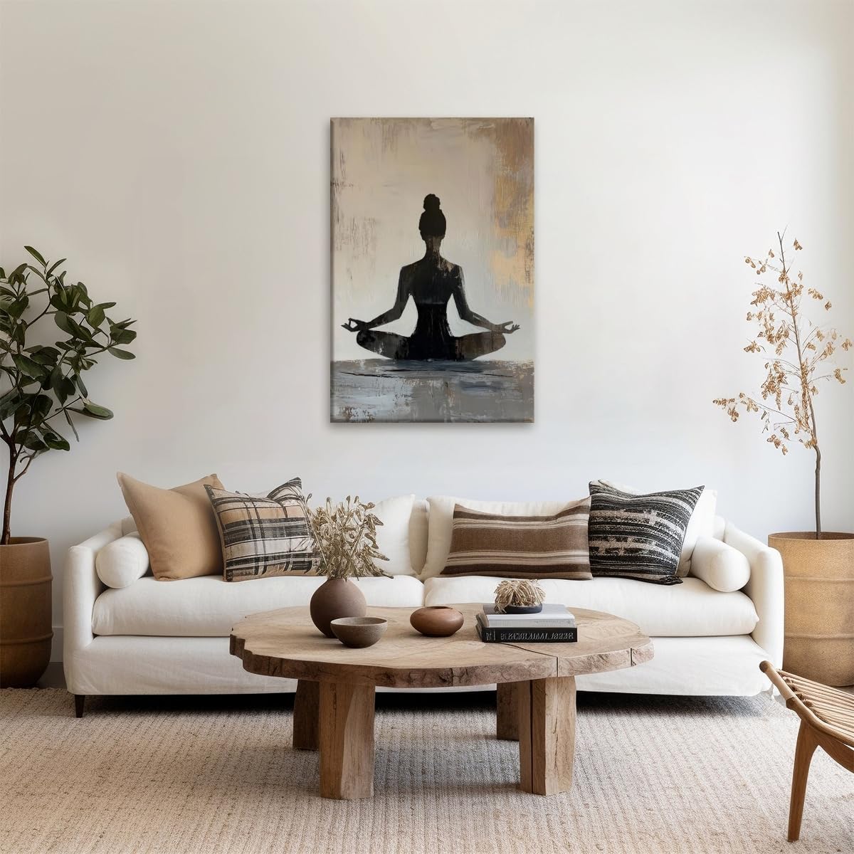 Meditation Wall Art Minimalist Yoga Pose Poster Zen Decor Calming Corner Canvas Prints Mindfulness Wellness Art for Yoga Studio Decor 8x12inch Framed (style-2-Framed / 8"L x 12"W - Framed)