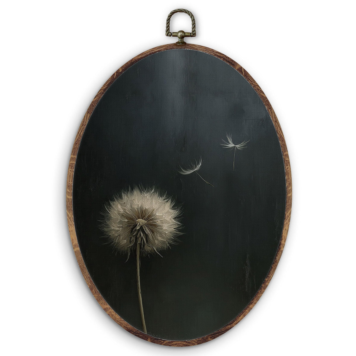 Moody Dandelion Botanical Floral Oval Wall Art Decor (Dandelion)