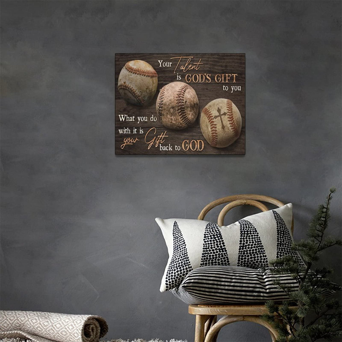 Baseball Wall Art Rustic Motivational Baseball Sports Pictures Wall Decor Baseball Poster Inspirational Quotes Canvas Painting Prints Modern Artwork Home Decor for Bedroom Office Gym 16"x12" (Baseball / 16"L x 12"W)