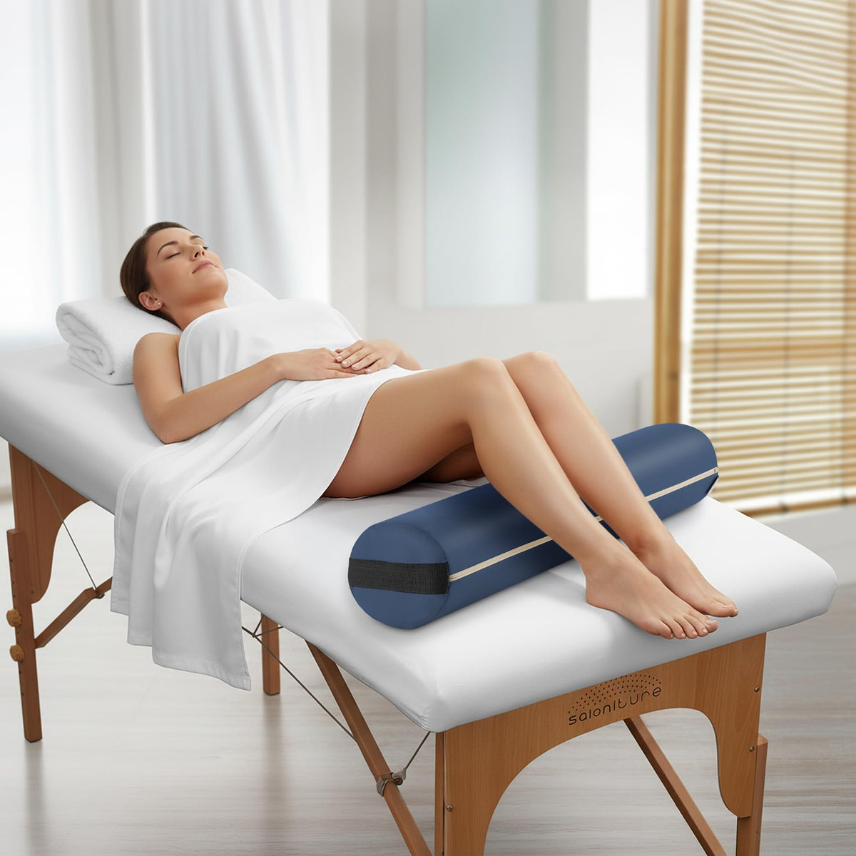 Full Round Massage Table Bolster Pillow Pad (Blue)