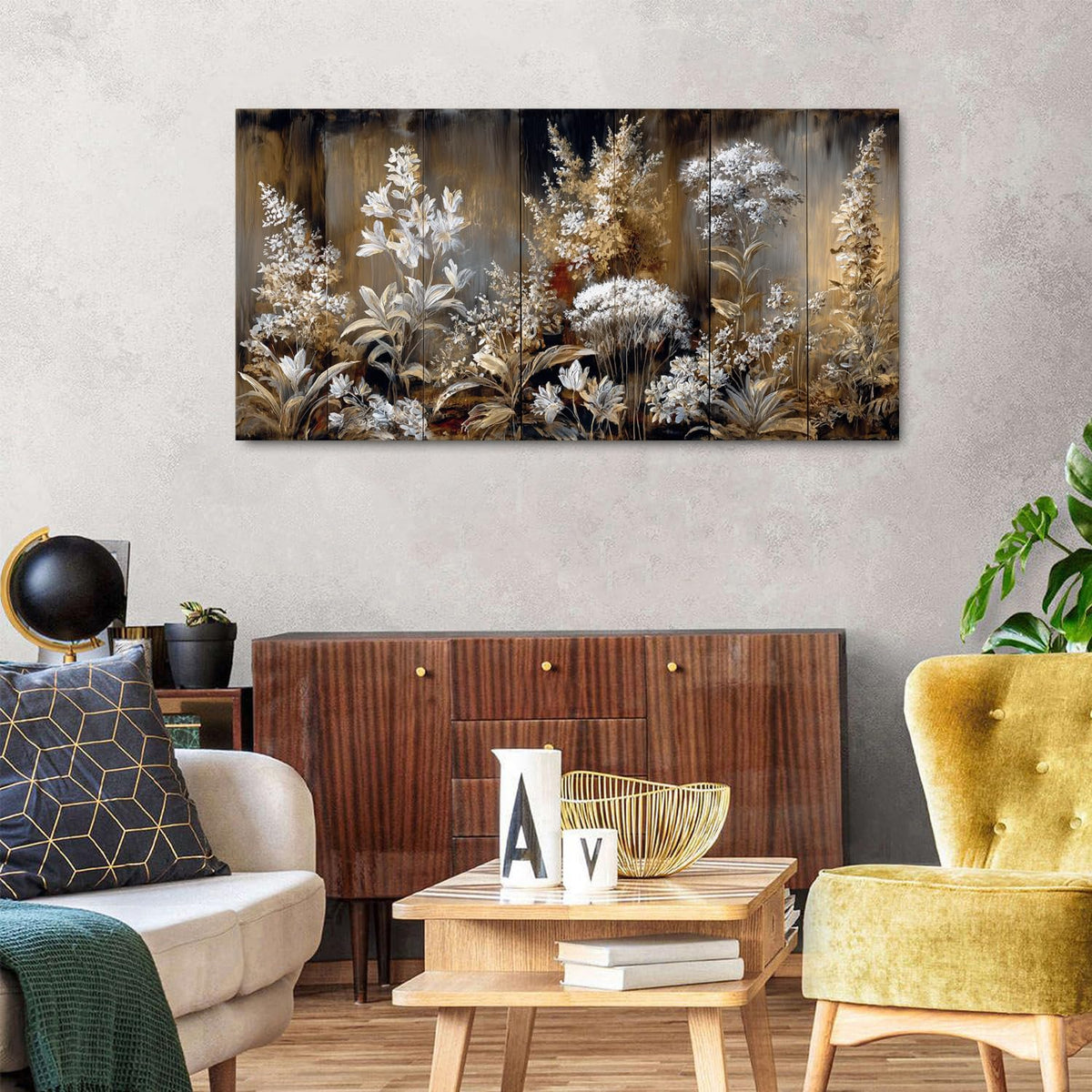 Farmhouse Botanical Floral Wall Art French Living Room Rustic Flower Wall Decor Watercolor Wildflower Canvas Prints Country Botanical Painting Farmhouse Artwork Kitchen Bedroom Decoration 24x48" (48"L x 24"W / White Flower)