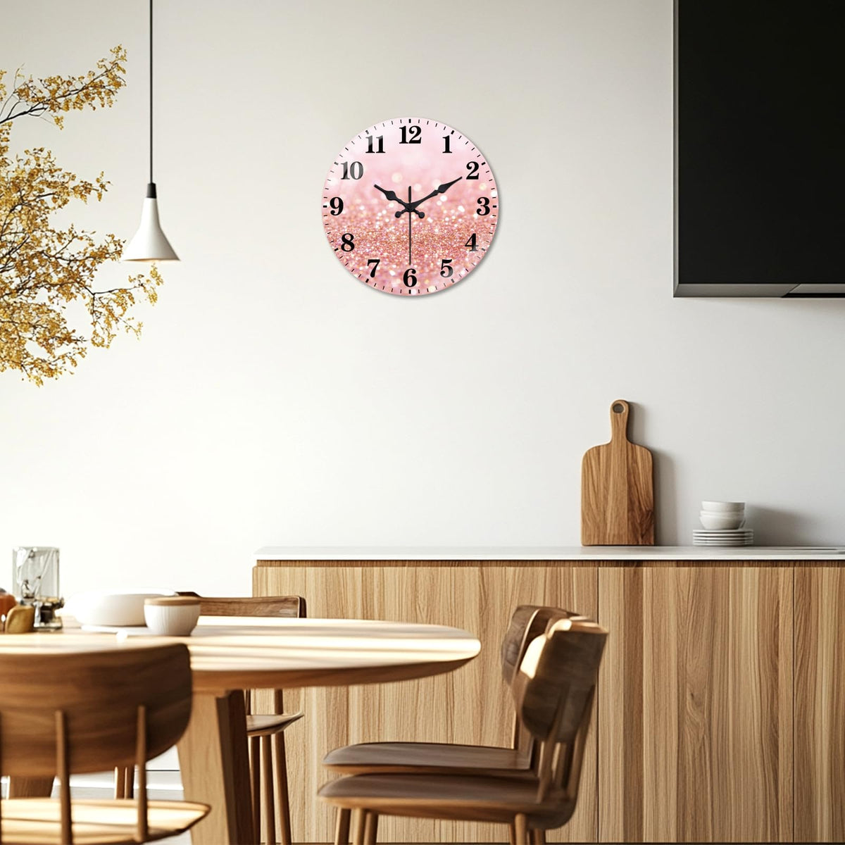 Rose Gold Glitter Wall Clocks Battery Operated (Rose Gold Glitter)