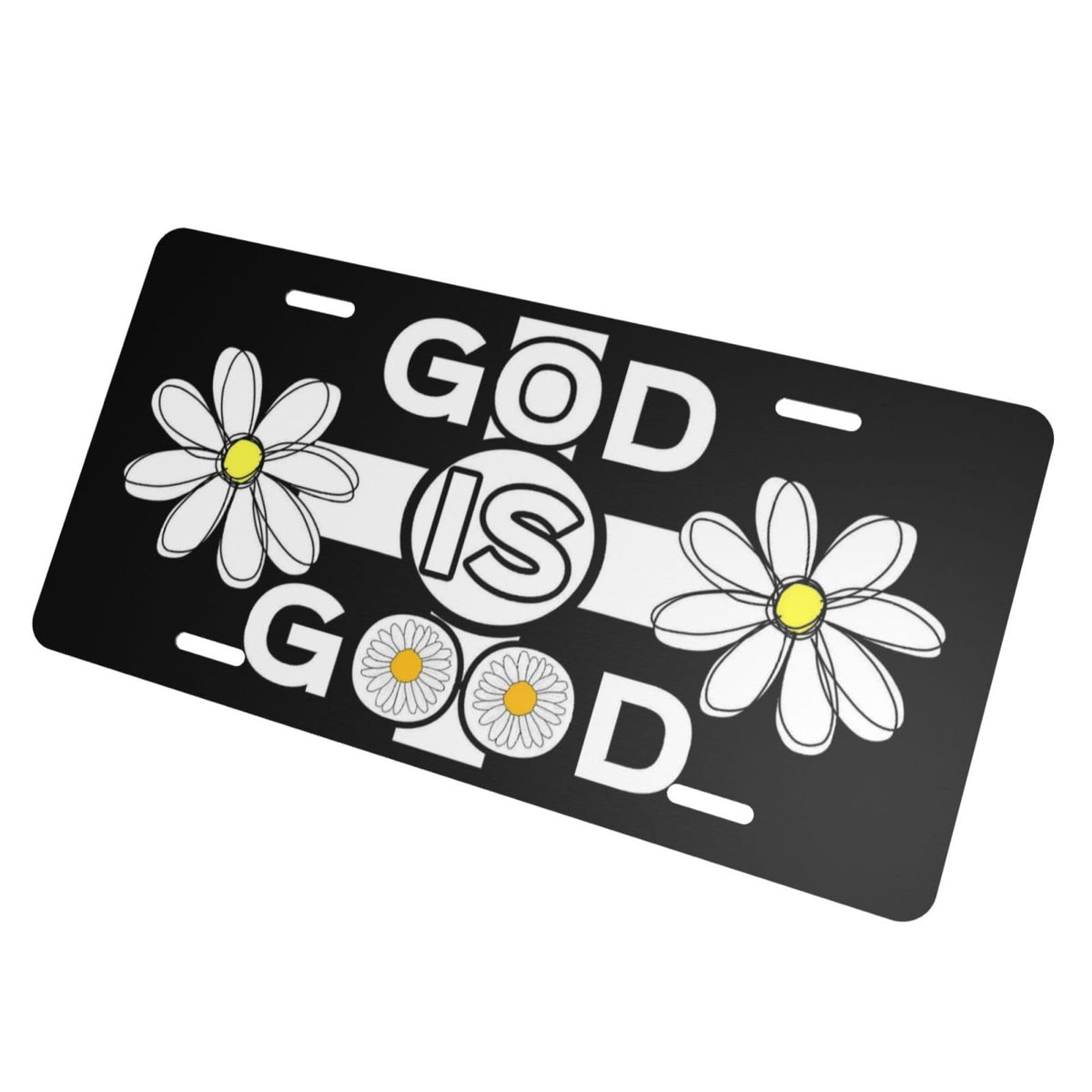 God is Good Daisy Christian Floral Cross Front License Plate Aluminum Decorative License Plates Metal Car Plate 6"X12" Novelty Vanity Tag Cover with 4 Holes Car Decor Accessory (Bronze / 6 X 12 Inch)