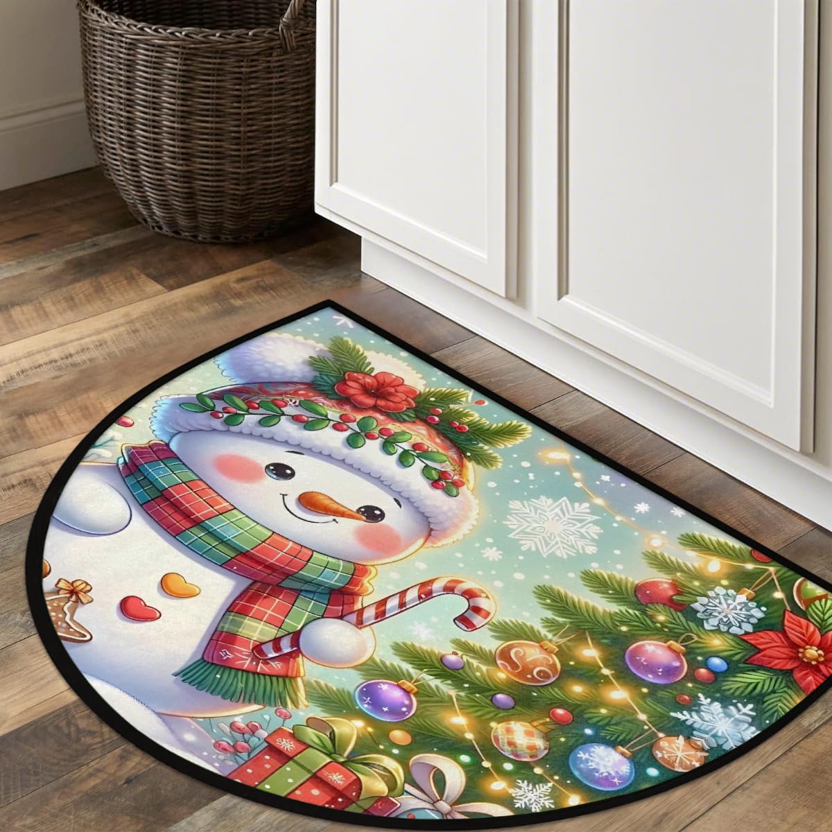 Christmas Half Round Door Mat Outdoor Welcome Entrance Doormat A4 (B-14 Christmas)