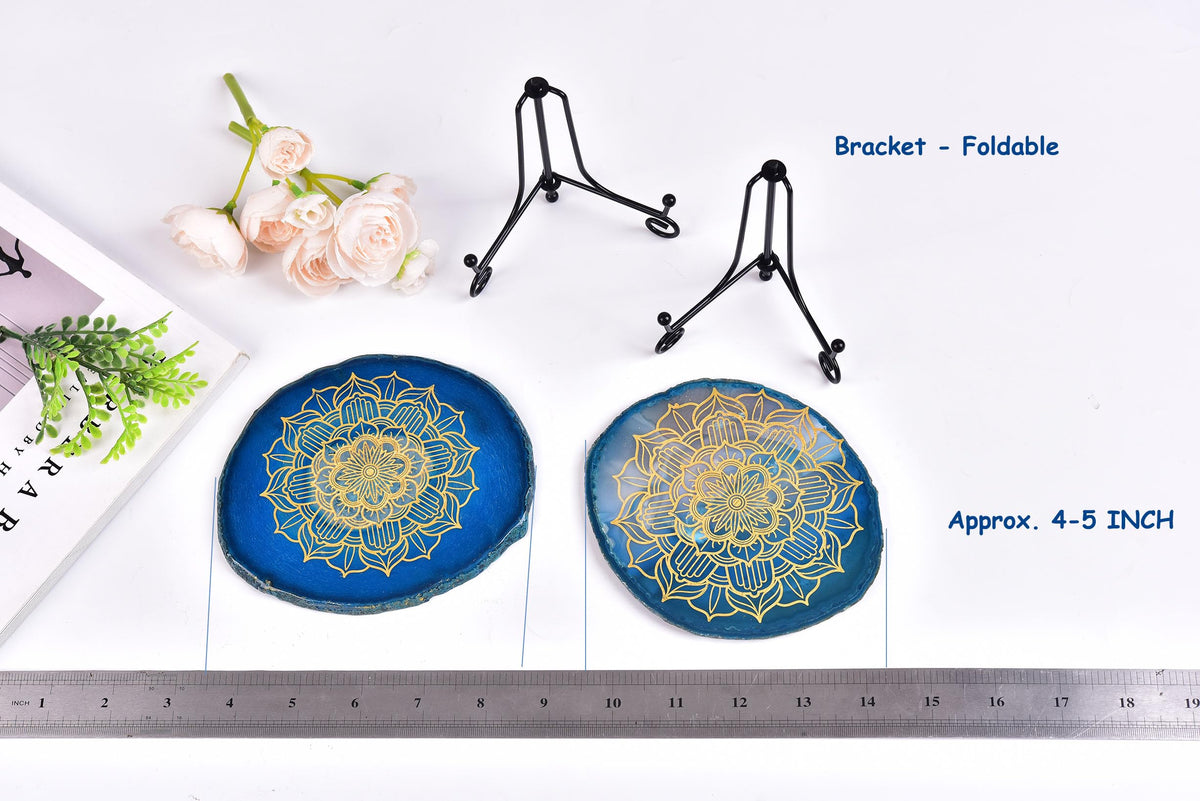 4 5" Blue Agate Slice Tree of Life (Blue Mandala / 4-5 INCH)