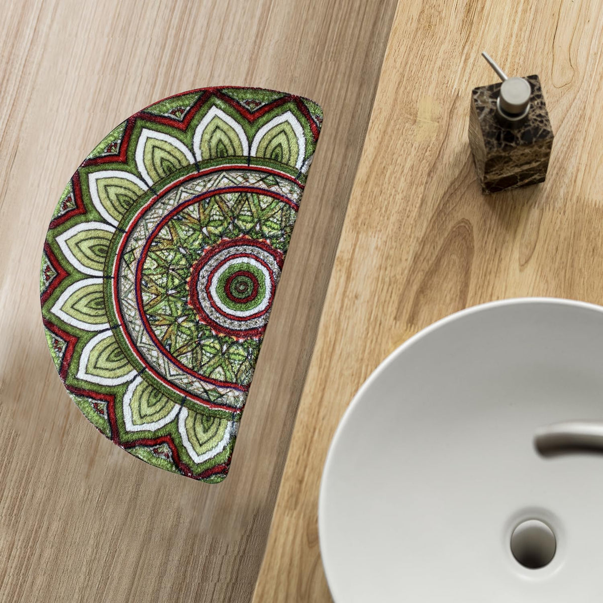 Mandala Semi Circle Doormat Bathroom Non (Green)
