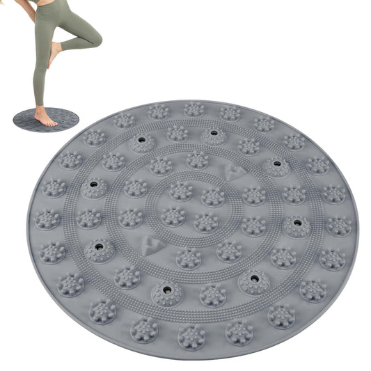 Acupressure Foot Massage Mat for Plantar Fasciitis Relief Round 16" (16*16" Grey)