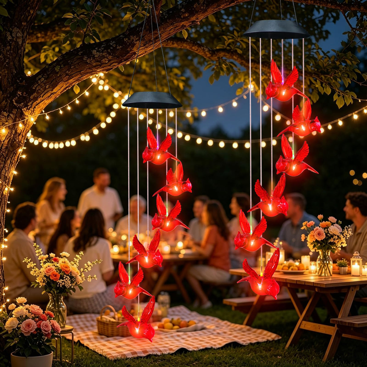 Cardinal Solar Wind Chimes Outdoor Christmas Cardinal Gifts for Women