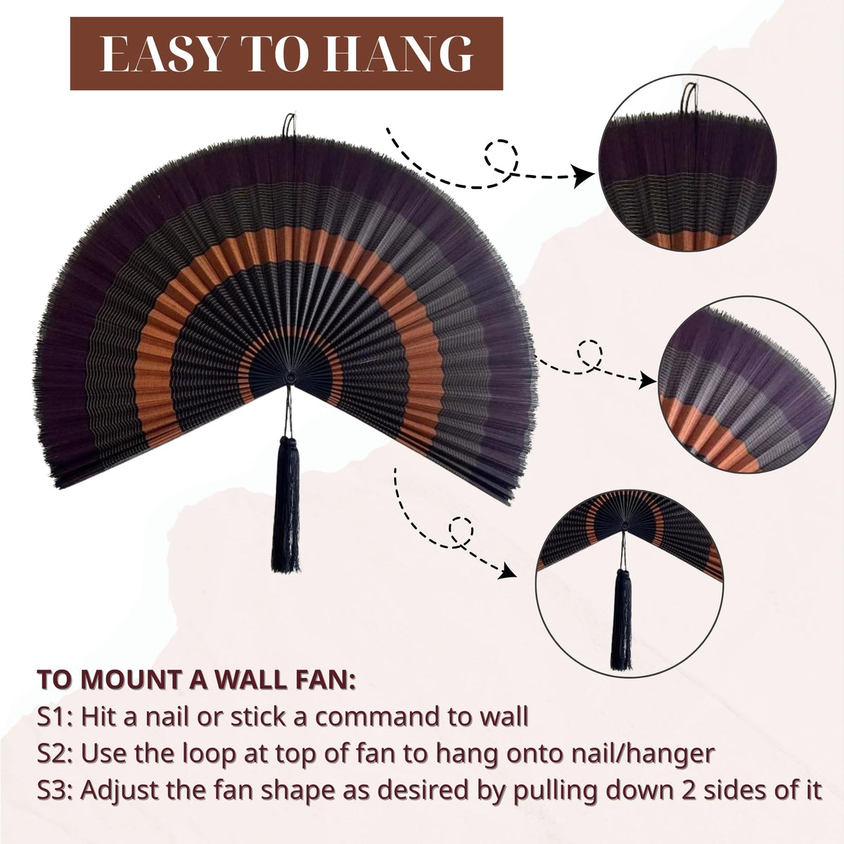 Bamboo Fan Wall Decor (Ebony / 31inch)