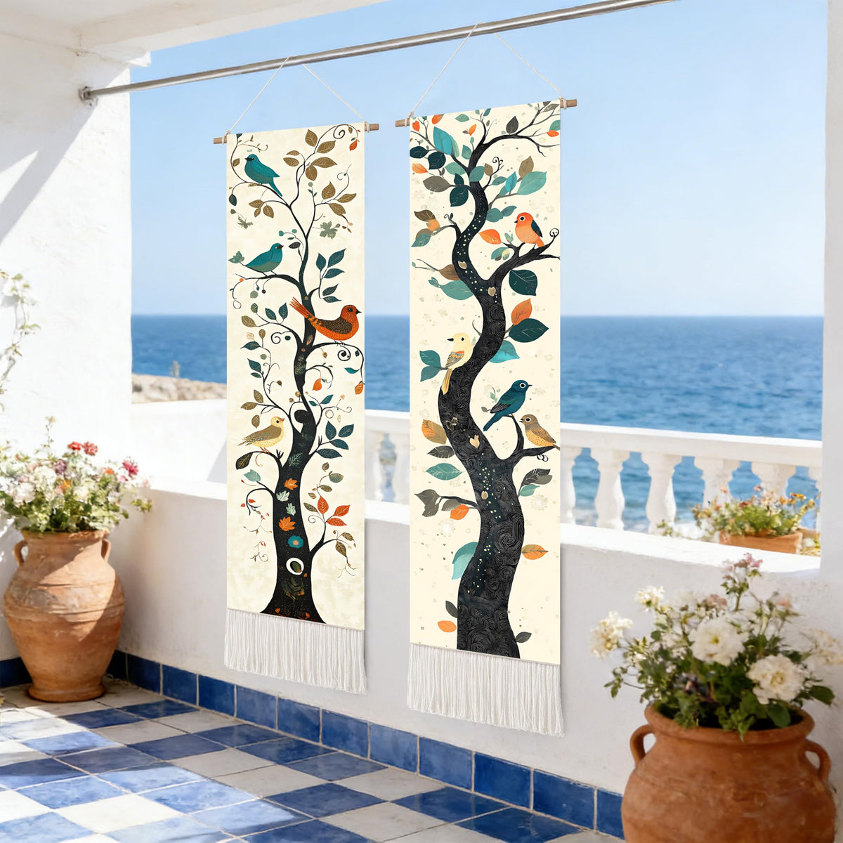 2 Pack Long Vertical Wall Tapestry (Boho Tree / 13"Wx51"H)