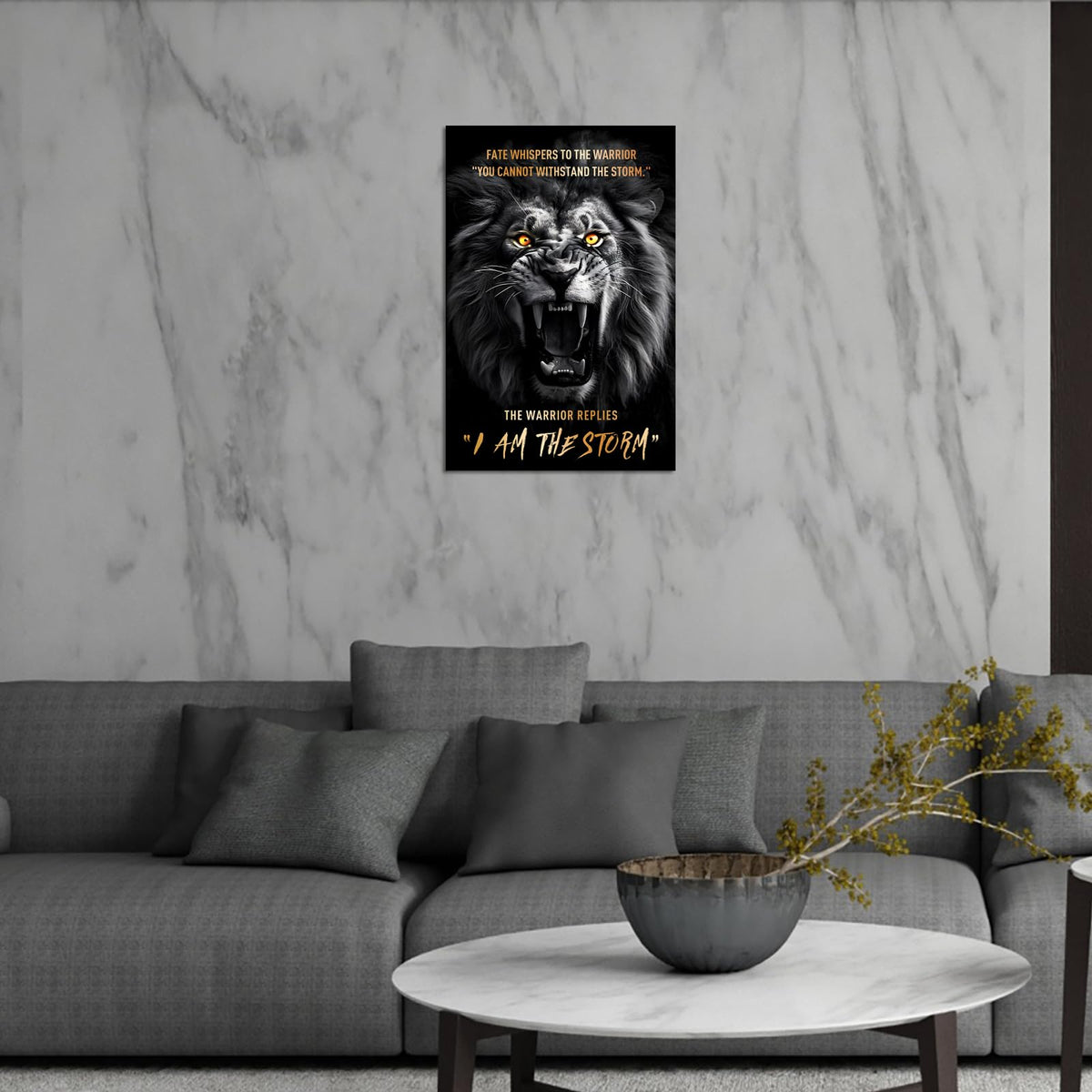 Motivational Wild Lion Letter Motivational Wall Decor Canvas Prints Inspirational Quote I Am The Storm Posters for Bedroom Office Modern Artwork Framed Ready to Hang (Style_06 / 36"L x 24"W)