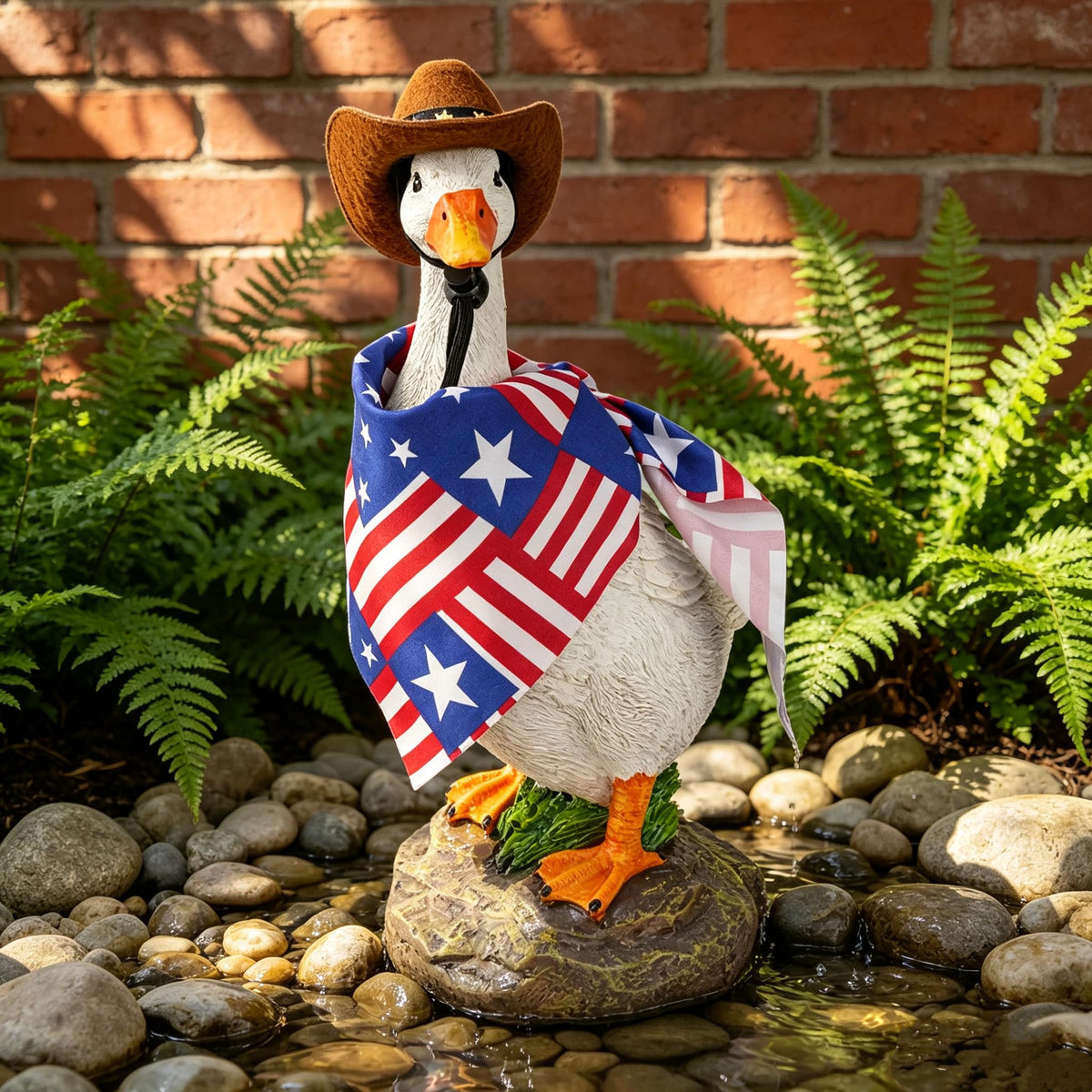 USA Duck Decor Statue for Independence Day (Blue)