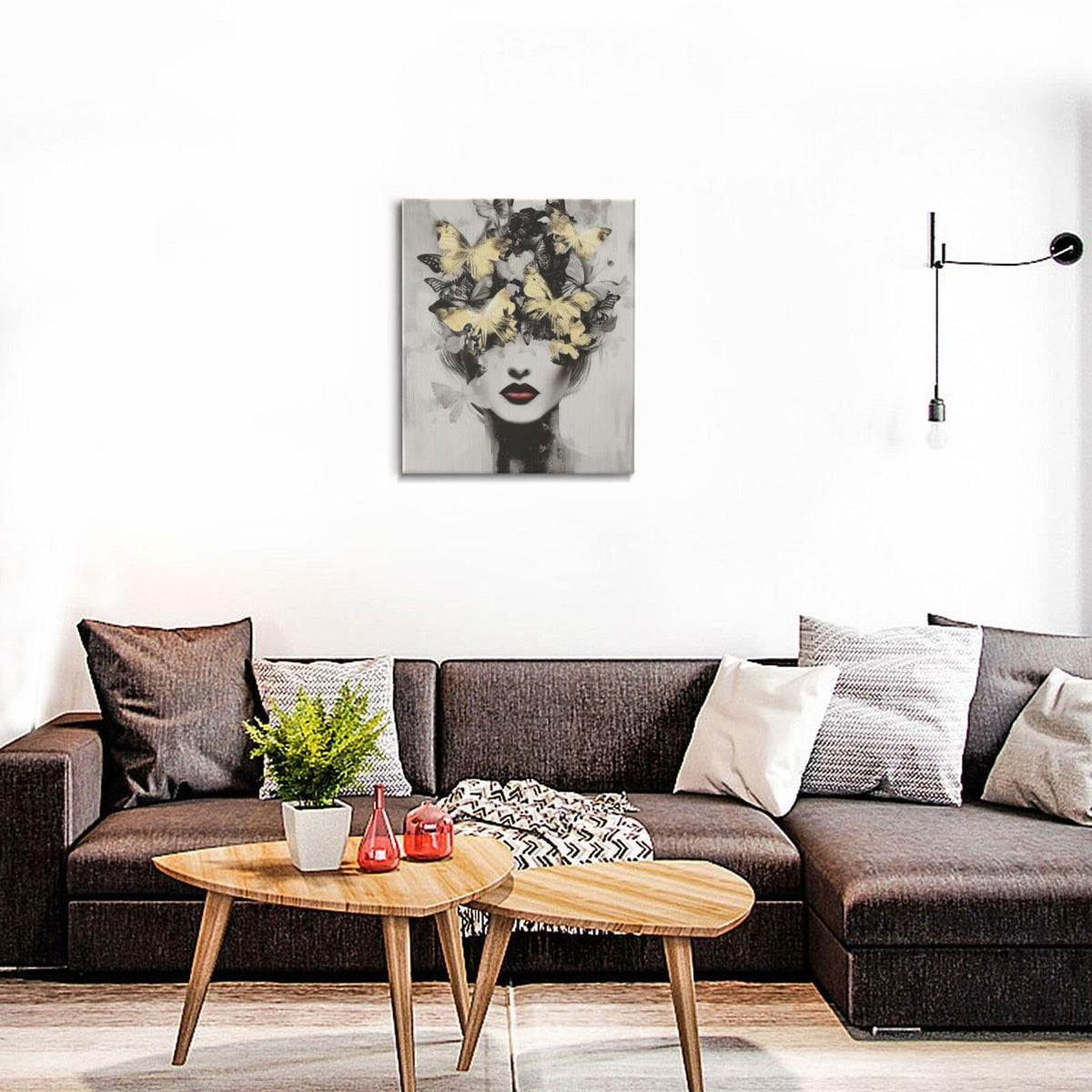 Gold Butterfly Woman Wall Art Black and White Female Wall Decor Modern Grey Aesthetic Canvas Pictures Paintings Prints Artwork Framed Decorations For Beauty Salon Spa Bathroom Bedroom Living Room Office Gifts 20" x 24" (Woman Flower / 24"L x 20"W)