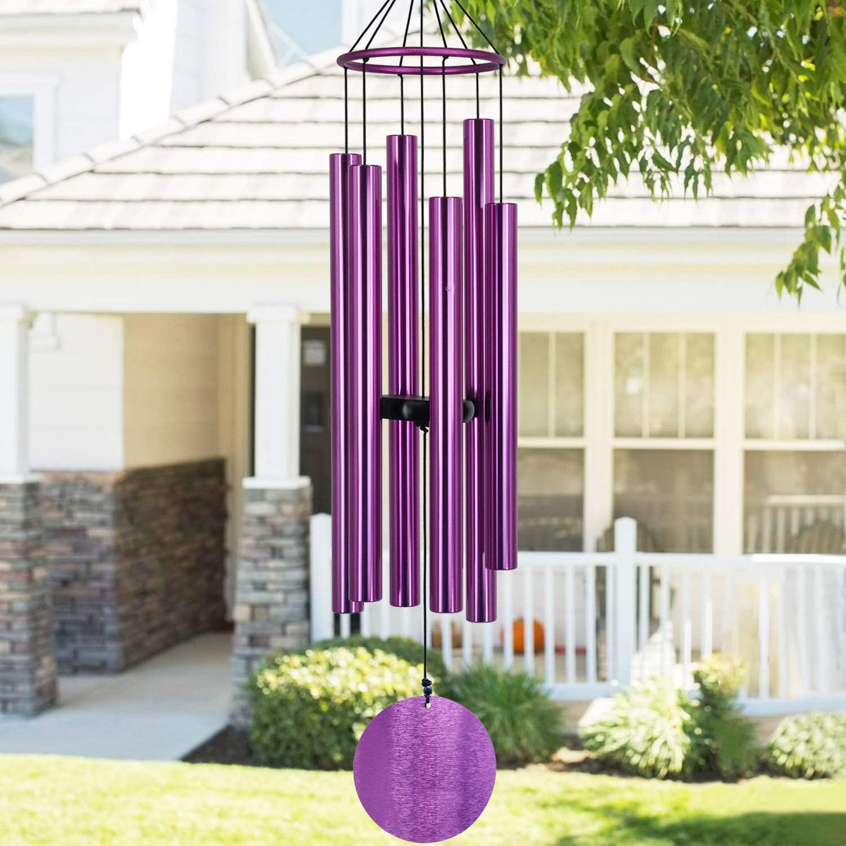 Memorial Wind Chimes Outdoor Large Deep Tone 36 Inch Tuned Windchimes (36“ Purple)