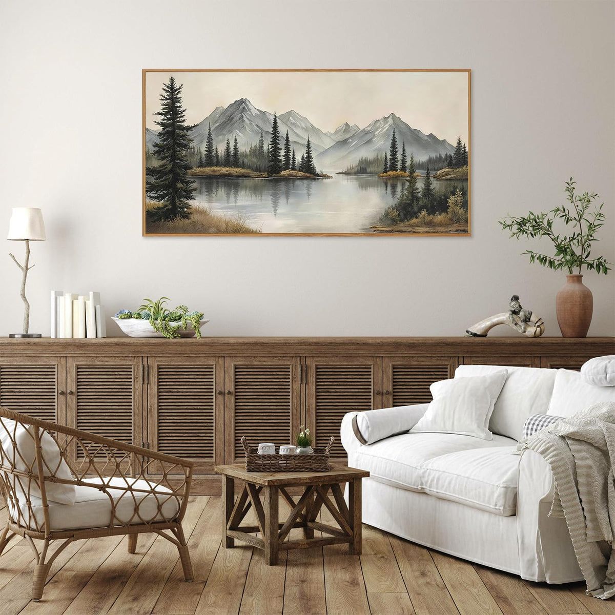 Snow Mountain Framed Canvas Wall Art (Snow Mountain / 40"L x 20"W)