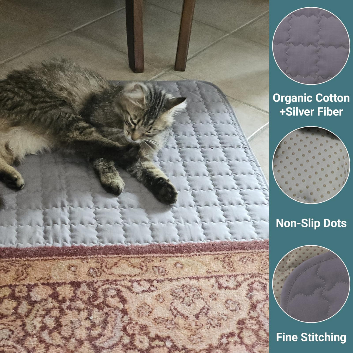 Grounding Mat with Silver Fiber for Better Sleep Wellness Magnetic Therapy 35"x50" (35x50inch)