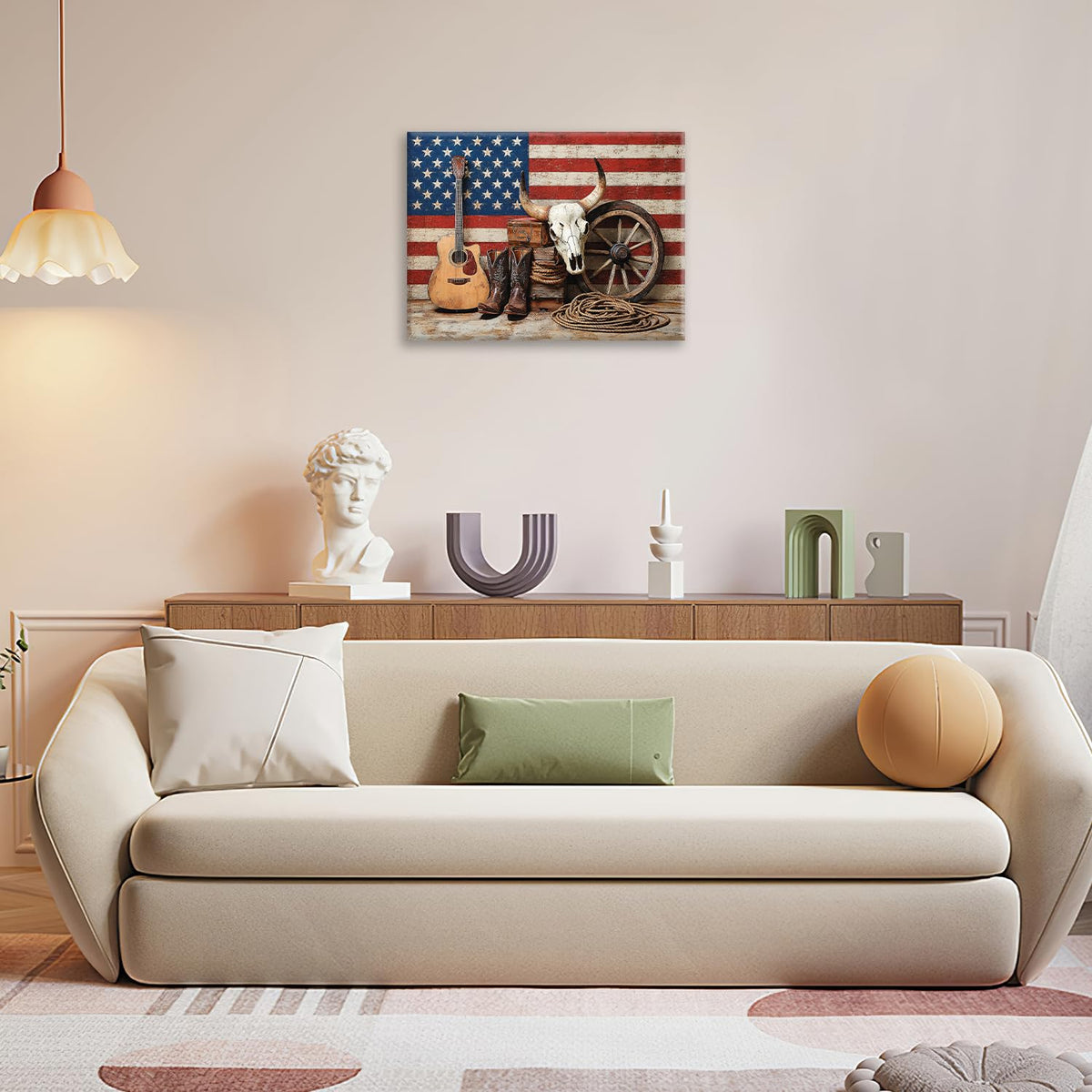 Western Wall Art (Western And Flag / 20"L x 16"W)