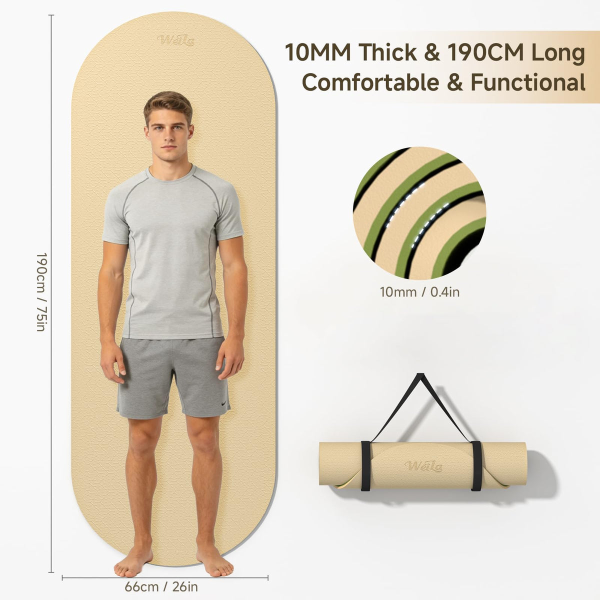 Extra Thick Yoga Mat (Cream & Matcha Green)