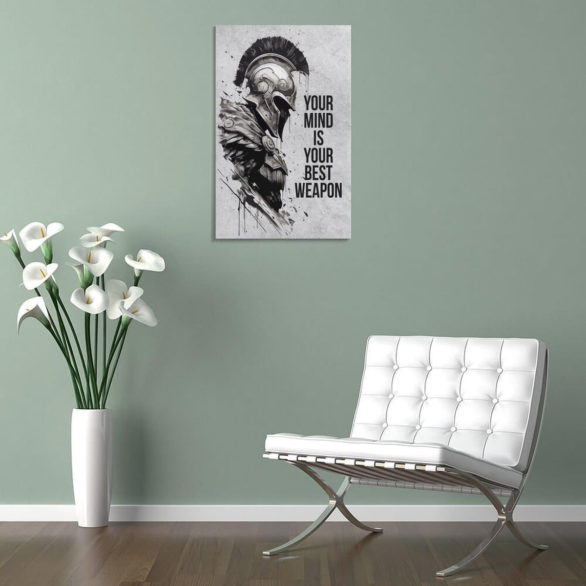 Motivational Quote Spartan Warrior Helmet Art Canvas Printing Wall Art Prints Wall Decor Posters Monochrome Minimalist Nordic Living Room Bedroom Office Gym Mindset Decor 16x24inch (style-39 / 16x24inch(40x60cm) Frame)