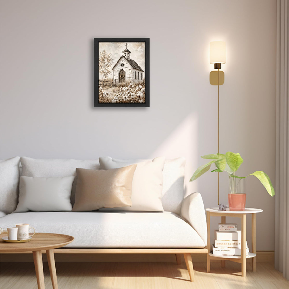 Country Church Decor Wall Art (Wall Art Framed 49 / 16"L x 12"W)