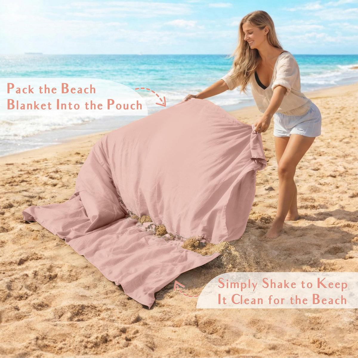 Beach Blanket Waterproof Sandproof (Pink / 120“×108”)