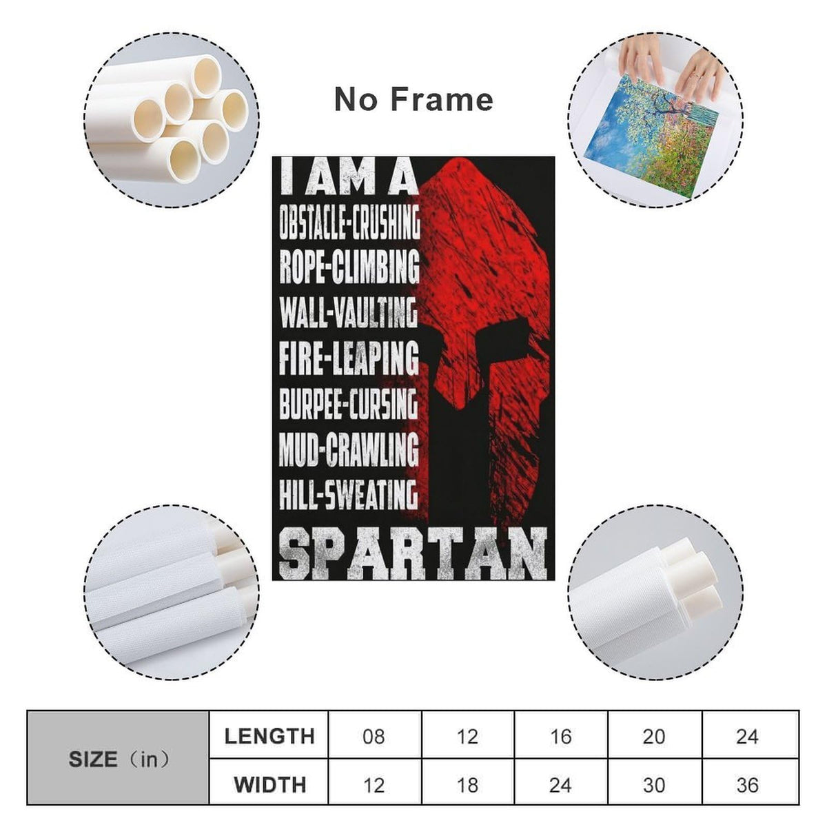 I Am A Spartan Obstacle Race Motivation Canvas Printing Wall Art Prints Wall Decor Posters Red Black Warrior Helmet Gym Fitness Training Bedroom Office Garage Decor 16x24inch (style-35 / 16x24inch(40x60cm) Unframe)