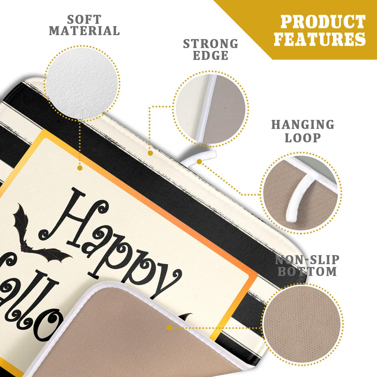 Happy Halloween Bats Dish Drying Mat for Kitchen Counter (Happy Halloween Bats230807 / 16" x 18")