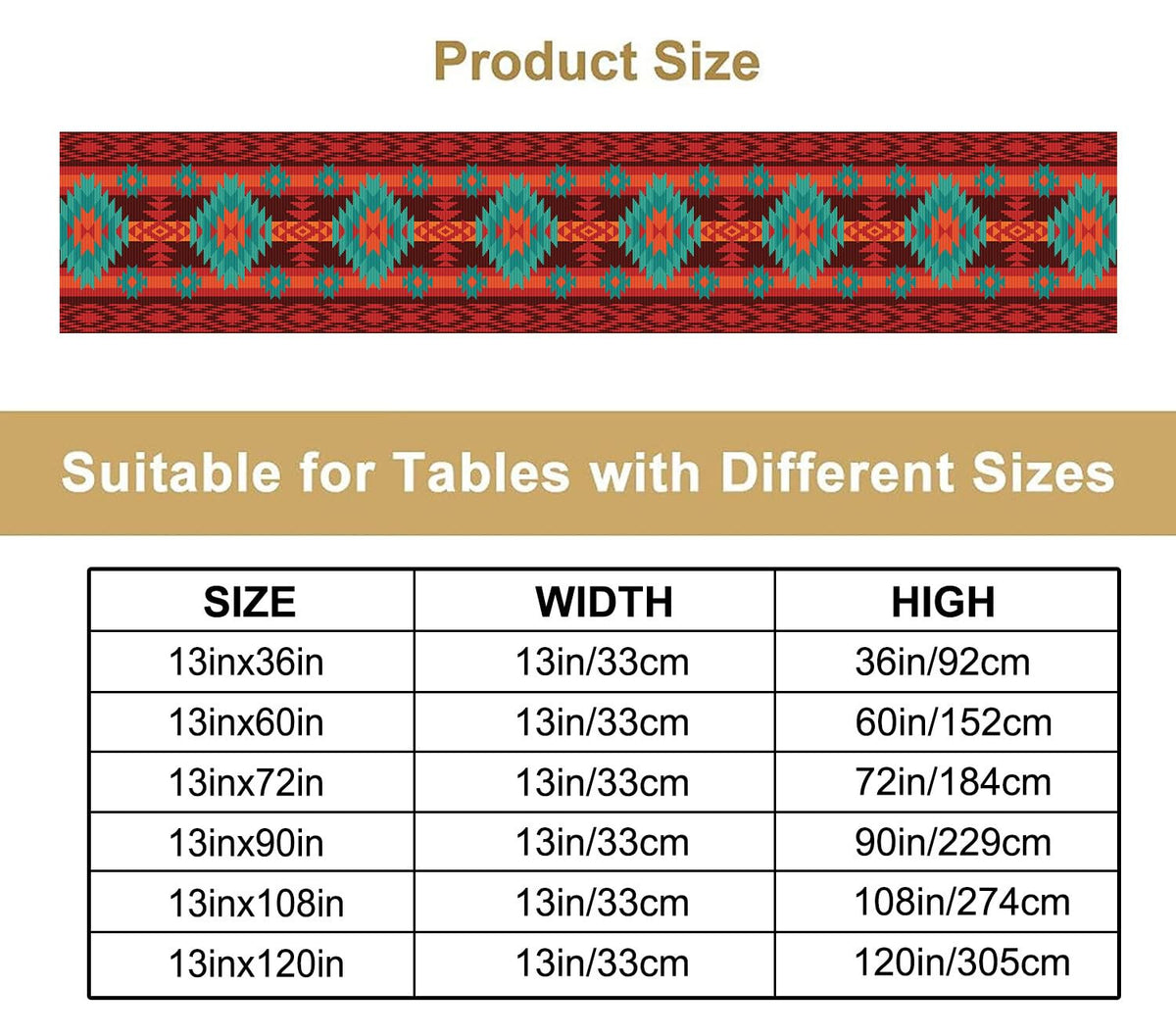 Aztec Table Runner (13x90inch / Brown Aztec 3)