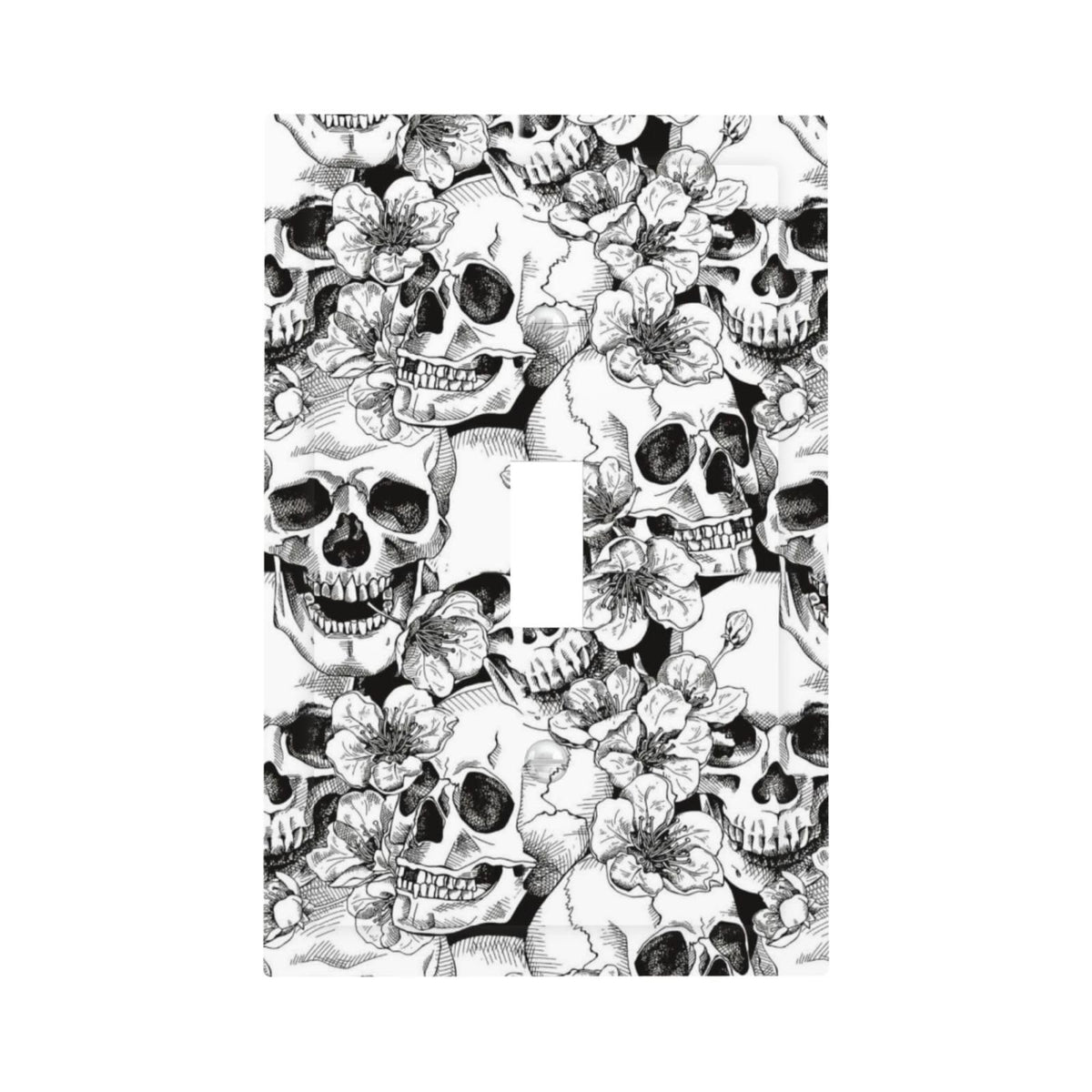 Gothic Skull Floral Skeleton Decorative 1 Gang Light Switch Cover Single Toggle Switch Wall Plate Cover Electrical Switchplate Faceplat Room Decor (Gothic Skull Floral Skeleton / Toggle Mid 1-Gang)
