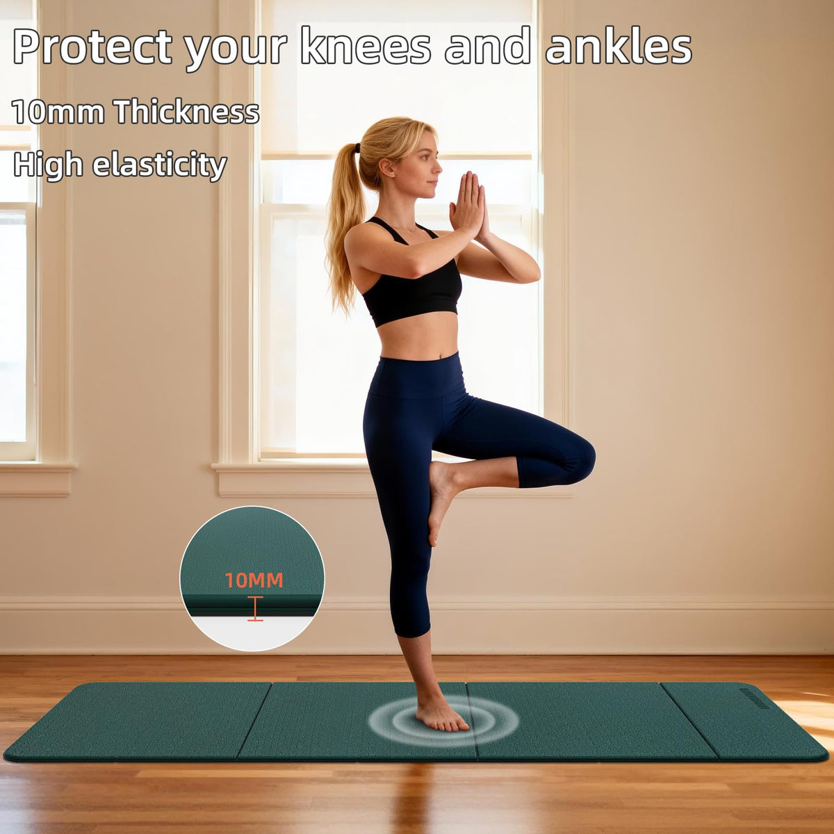 Foldable TPE Yoga Mat Thick 10mm (green)