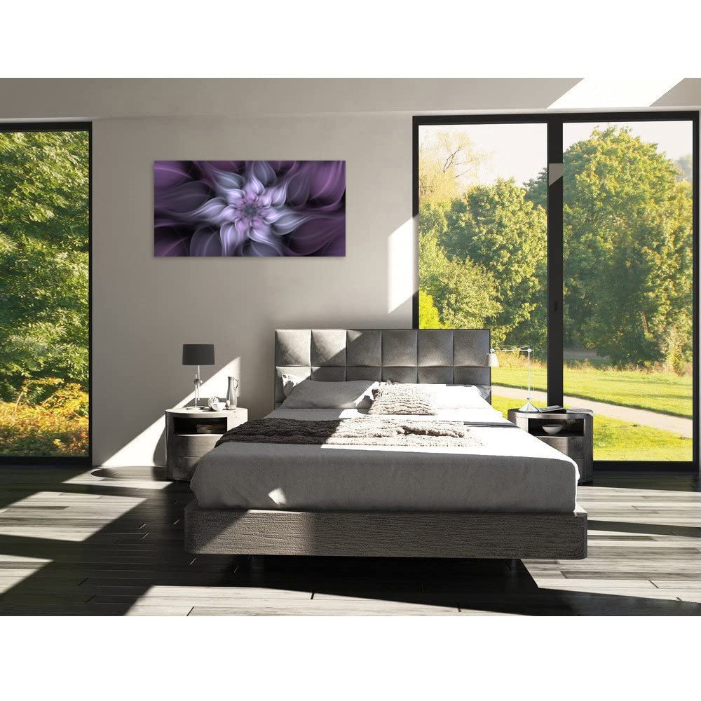 1 Panel Bauhinia Chinese Redbud Purple Flower Plant Botany Picture Flower Artwork Oil Painting on Canvas Stretched and Framed 20x40 inch Print Home Decor Living Room Bedroom Wall Art Hanging (40"L x 20"W / Purple Flower)