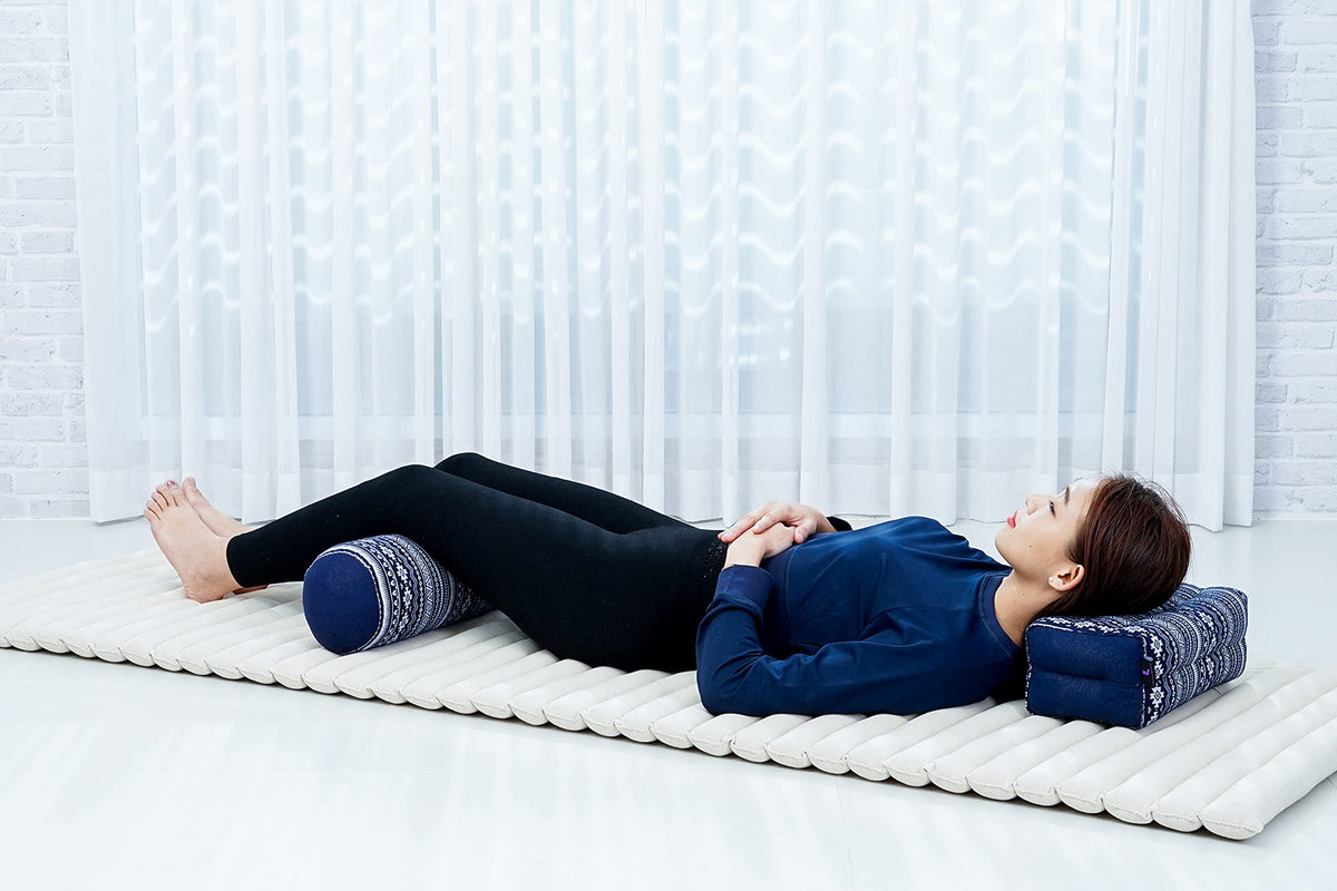 Yoga Bolster 20 x 6 x 6 inches Kapok Roll for Meditation & Massage (Cbt2 - Dark Blue)