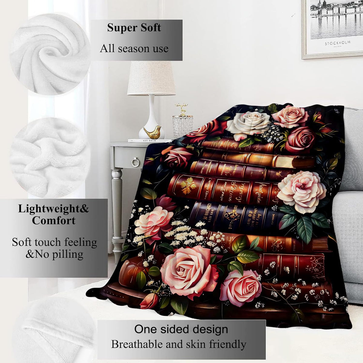 Rose Book Flannel Blanket (Rose Books / 40x50 inch)