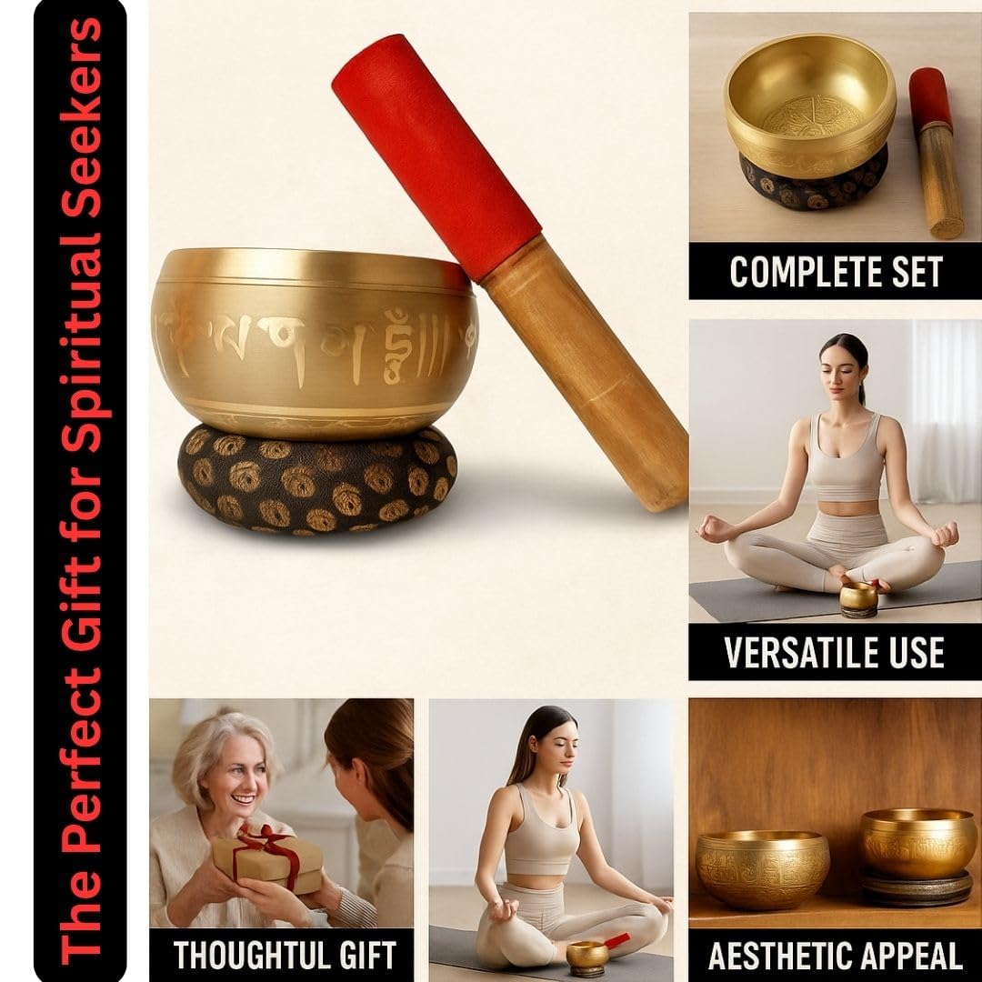 Tibetan Singing Bowl Set (4" Engraved)