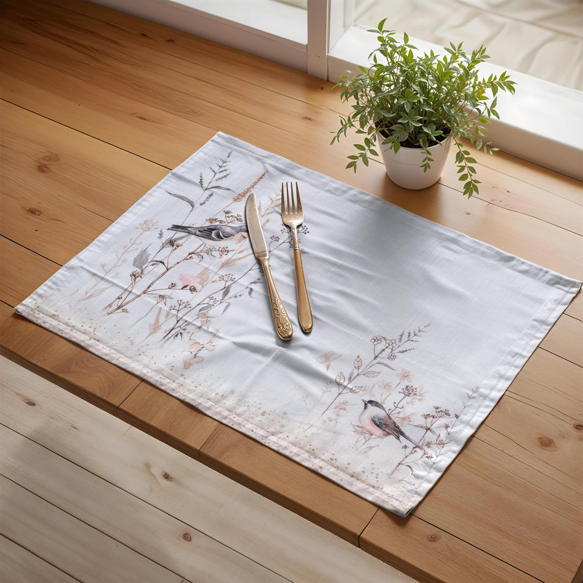 Placemats Set of 4 Reusable 100% Cotton (111 - Meadow Florals - Brown / 13" X 19" (Pack of 4))