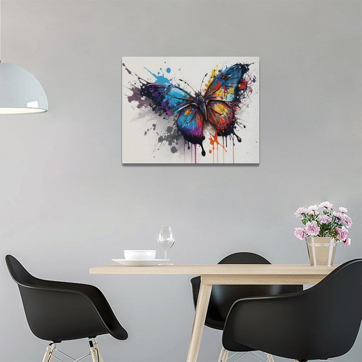 Butterfly Wall Art Colorful Butterfly Pictures Wall Decor Canvas Print Painting Home Decoration Artwork For Living Room Office Bedroom Bathroom Framed 12"X16" (16"L x 12"W / Butterfly)