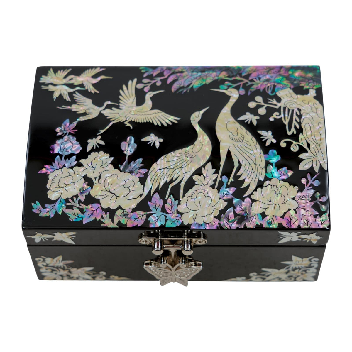 Mother of Pearl Jewelry Box (Cranes in Bloom)