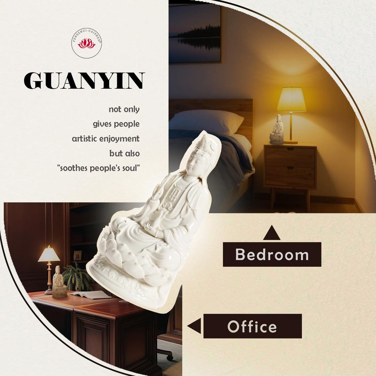 Porcelain Guan Yin Statue (White / Medium)