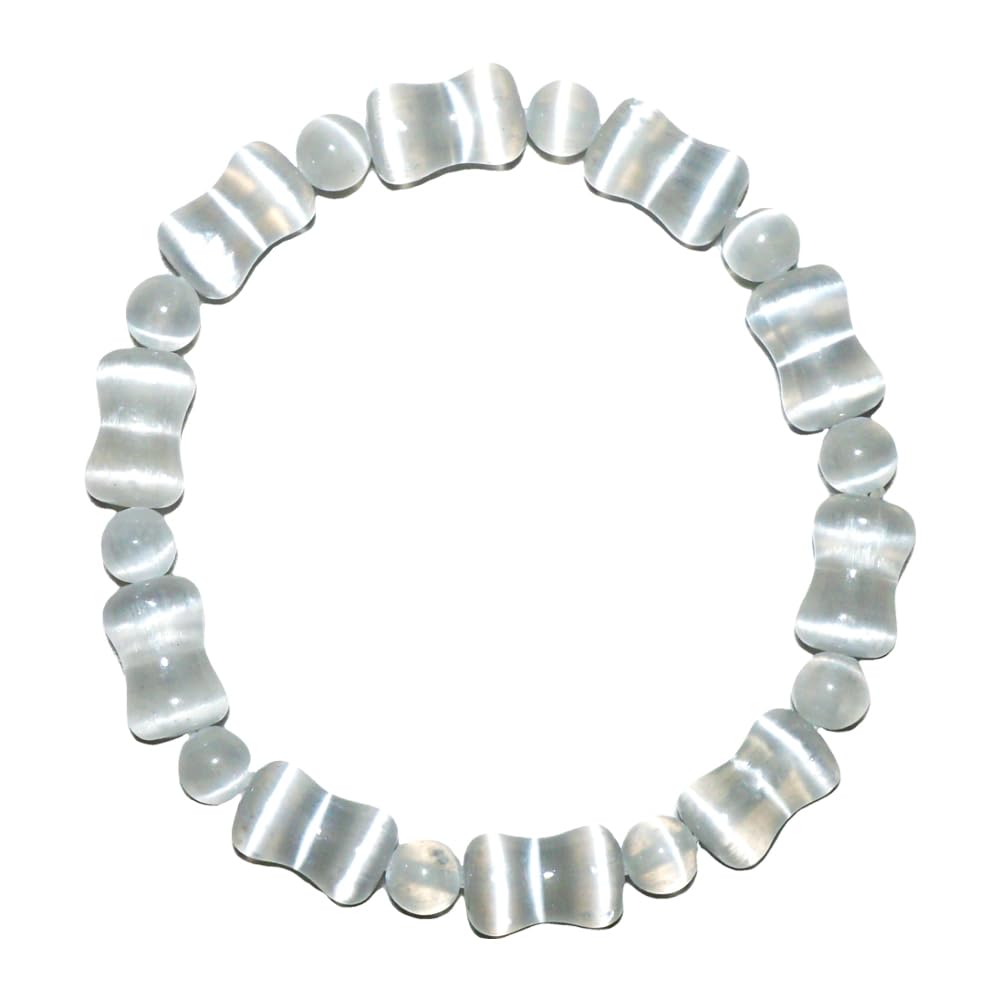 8mm Selenite Bracelet White Bamboo Shaped (8mm Selenite Bracelet White Bamboo-Shaped)