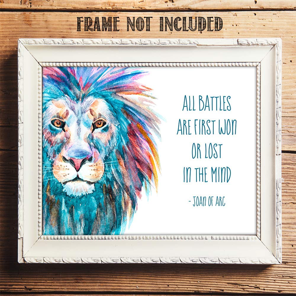 All Battles Spiritual Quotes Wall Art Decor (Brave Lion)