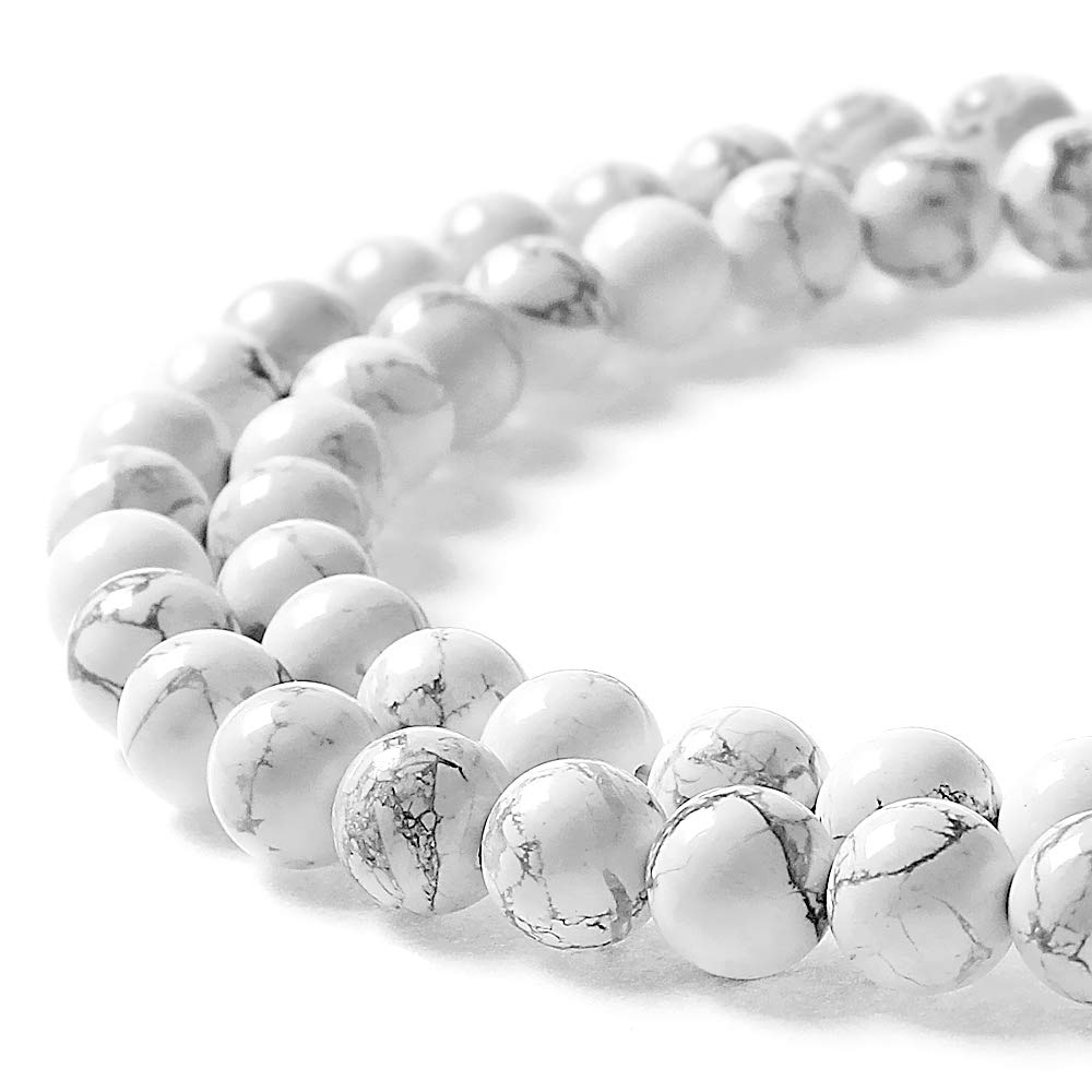 Natural Stone Beads White Howlite Round Loose Beads for Necklace Bracelat Jewelry Making (White Howlite / 4mm)