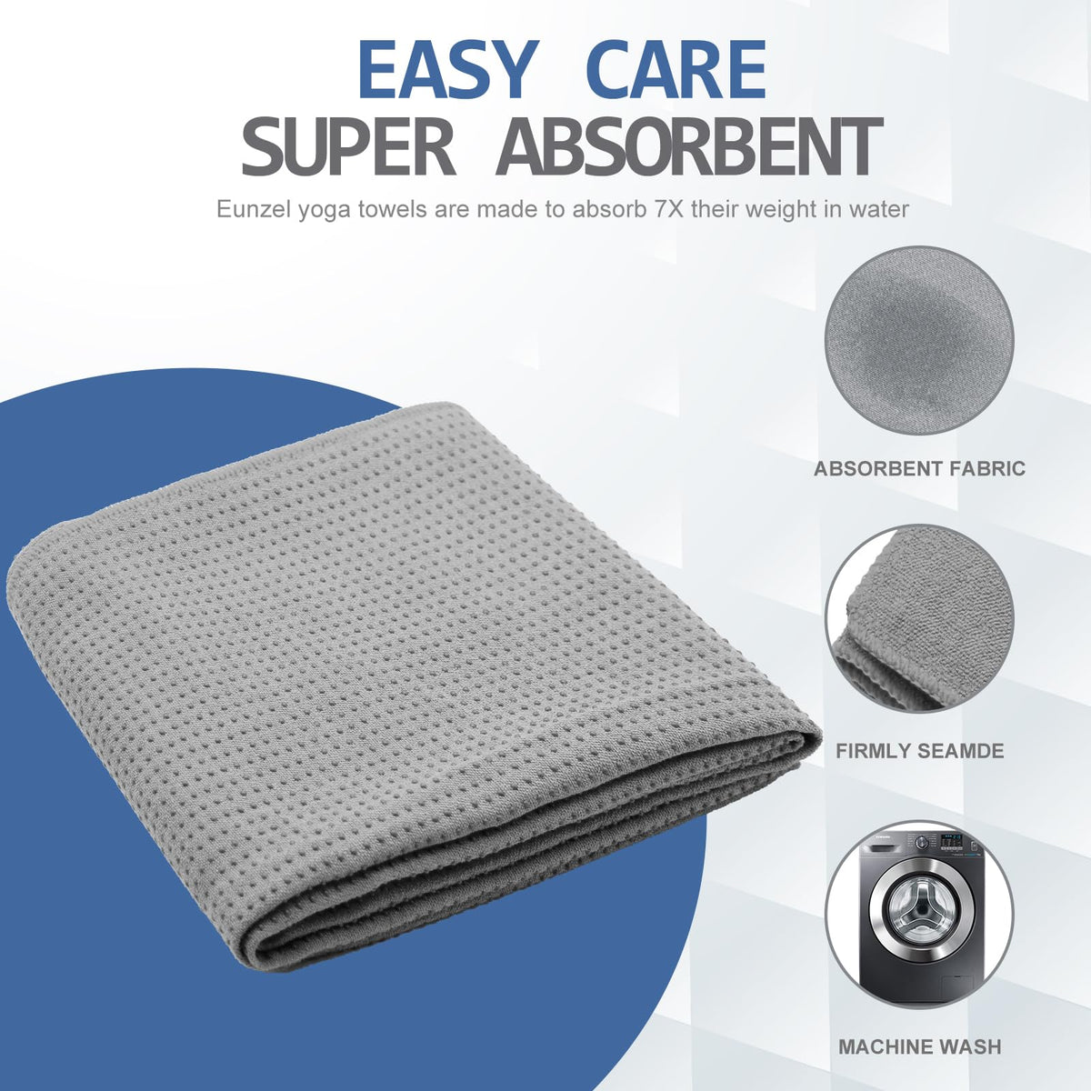Yoga Towel Hot Yoga Mat Towel with Grip Dots Sweat Absorbent Non (Dark Grey / 72" x 24")