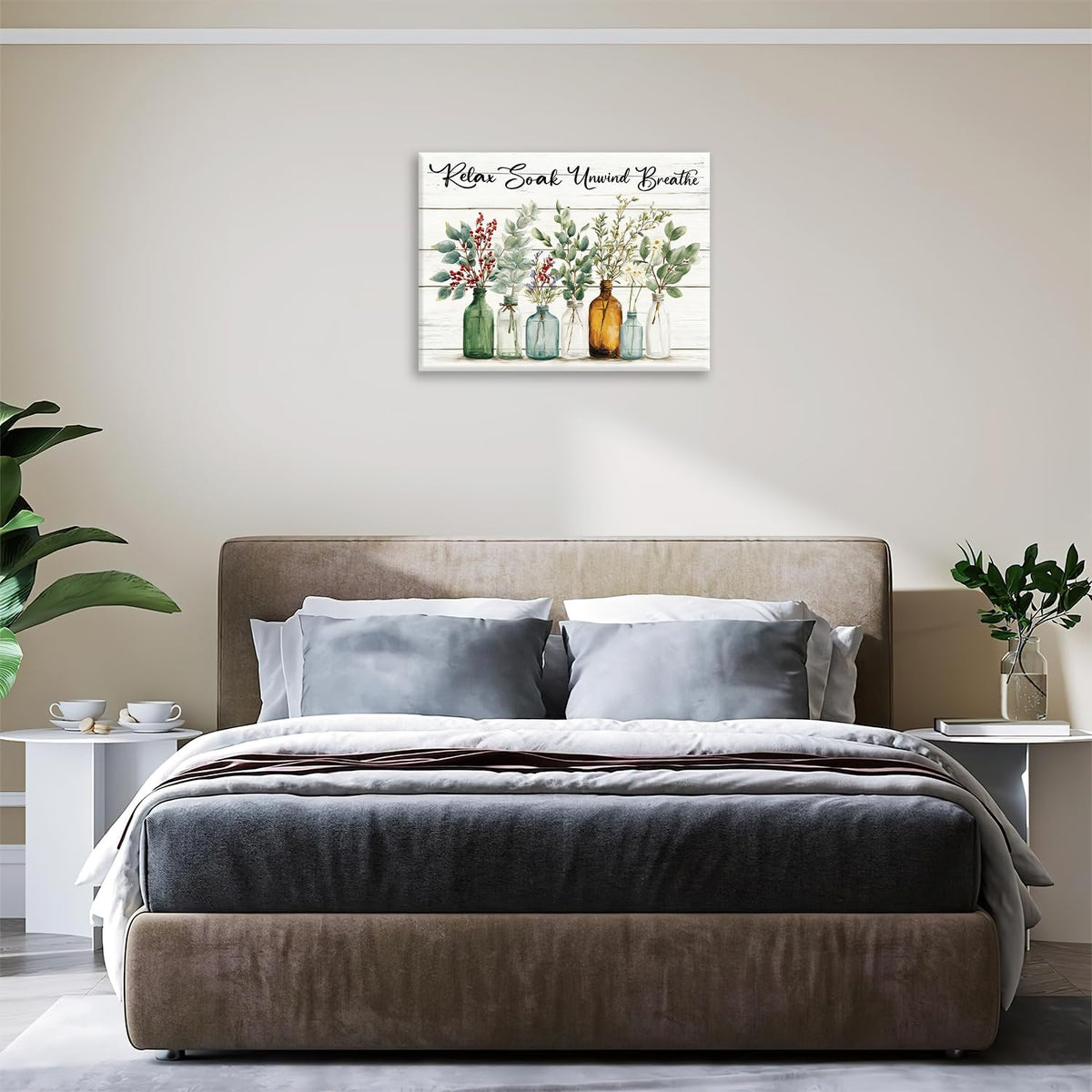 Plant Canvas Wall Art Inspirational Prints Painting Framed ArtWork 12"x16" (Plants / 16"L x 12"W)