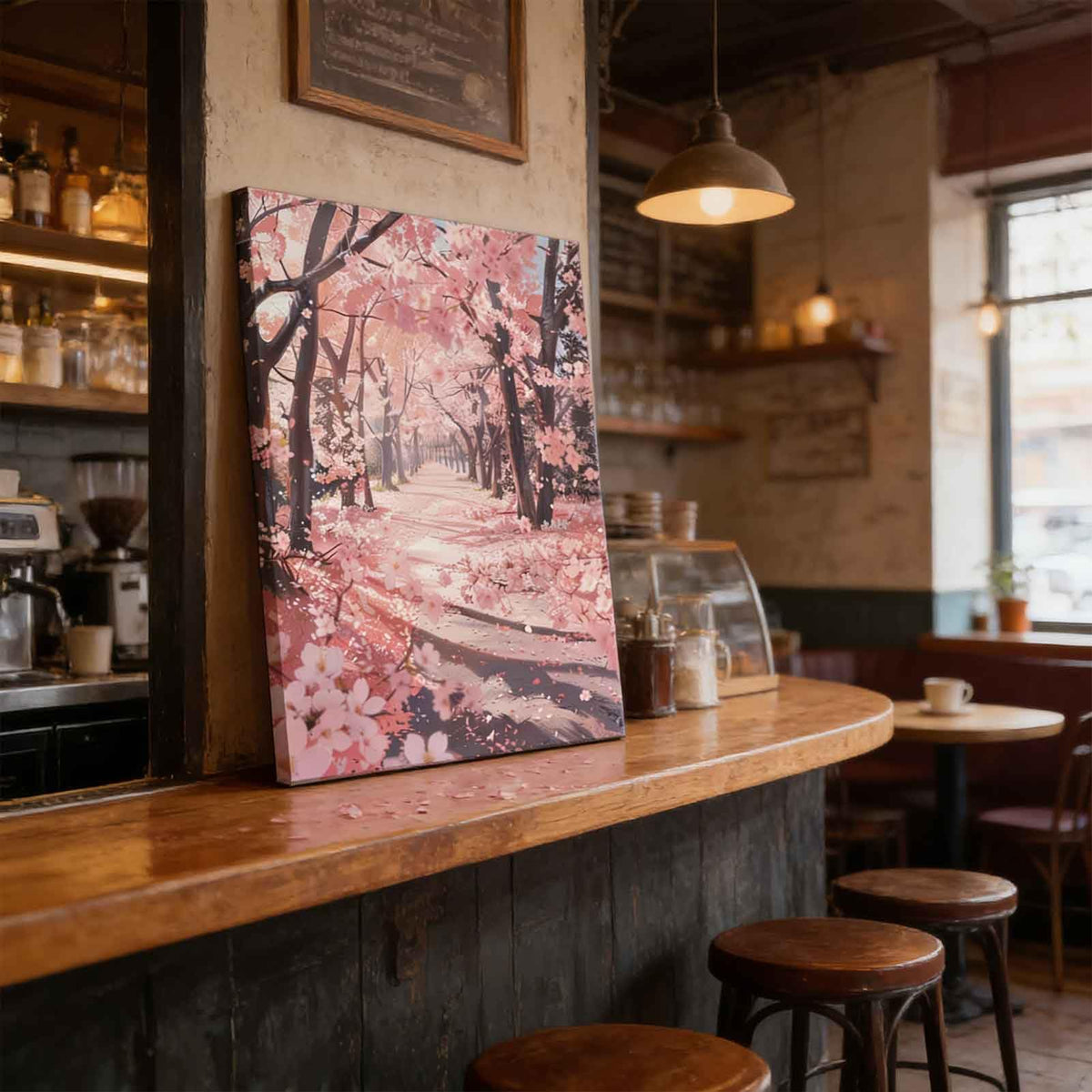 Romantic Cherry Blossom Canvas Wall Art Pink Floral Decor Painting Picture Japanese Tokyo Anime Plant flowers Scene Posters Prints for Living room Hotel Bedroom Study Home Decoration (pink / 24"L x 16"W)