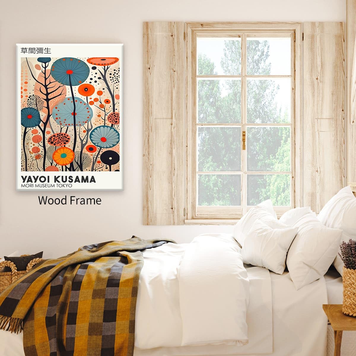 Yayoi. Kusama Framed Canvas Wall Art Vintage Japanese Painting Posters Tokyo Aesthetic Prints Infinity Dots Picture Modern Ukiyo (Wrapped Canvas / Japanese Art 009 / 24"L x 16"W)